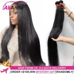 ALIANNA 26Inch Human Hair Bundles 10A Brazilian Raw Hair Weave Bundles 30 38 40 Inch Straight Human Hair Bundles Hair Extensions